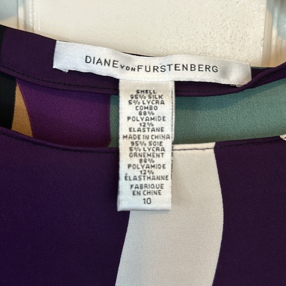 Diane Von Furstenberg Brush Stroke Silk Dress, Multi-color Mini Dress -  Size 10 - Picture 5 of 14